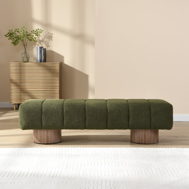 Banc rembourré avec pieds robustes, Vert
