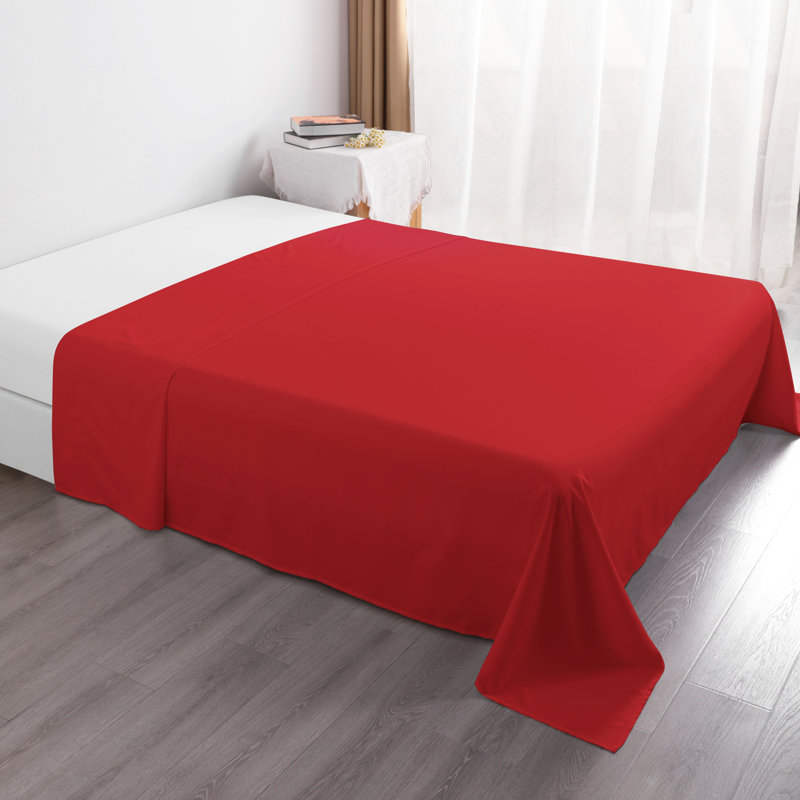 Drap plat en microfibre , Rouge, Drap plat de taille très grand