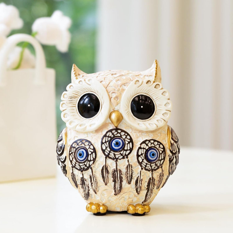 Statue hibou mauvais œil et attrape-rêves - symbole de sagesse fait à la main