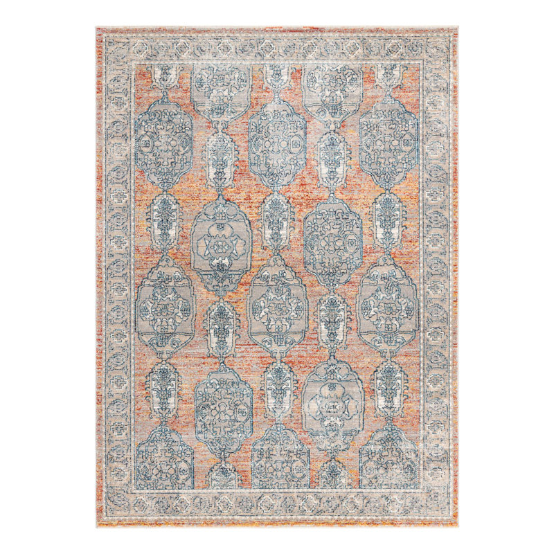 Gause Moroccan Area Rug, Rectangle 7' x 10'2", Brick Red