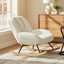 Fauteuil à bascule moderne capitonné avec assise rembourrée et base en bois d'hévéa pour salon, chambre et chambre d'enfant, blanc crème-1149199384-1149199390