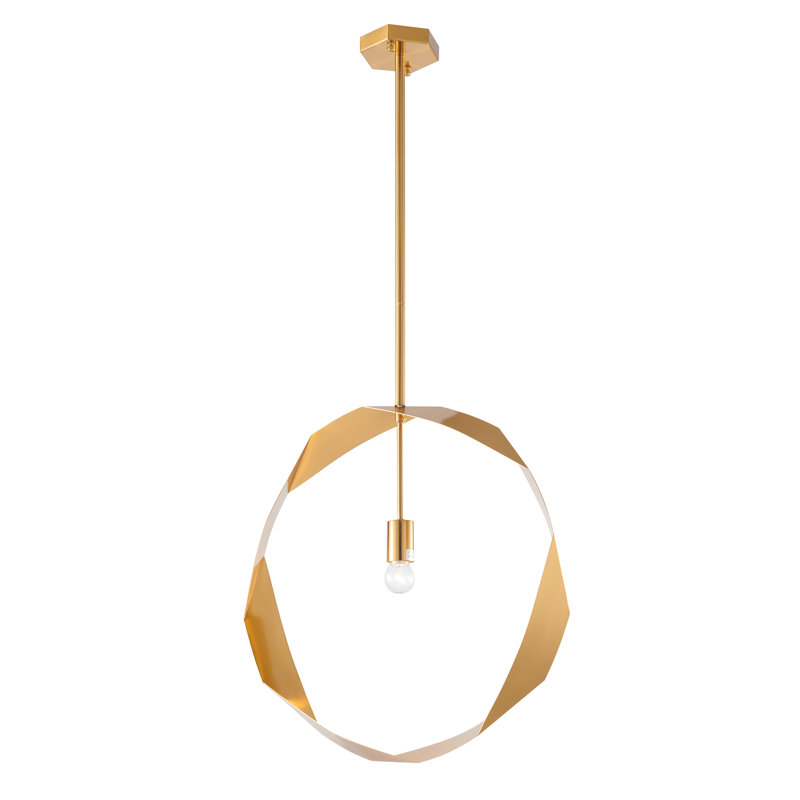 1-Light Antique Brass Twisted Ring Pendant, Antique Brass