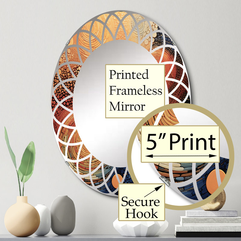 Caraway - Miroir mural moderne ovale, 30 po x 20 po