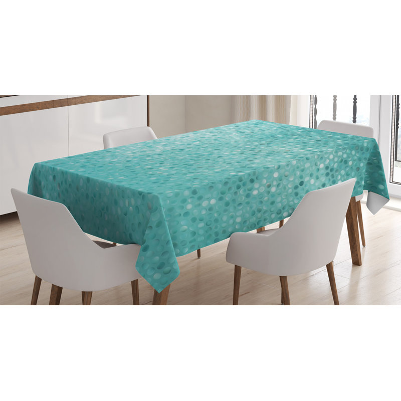 Turquoise Tablecloth, Small Dot Tiles Shape Simple Classical Creative Design, Rectangular Table Cover For Dining Room Kitchen Decor, 60" X 90", Turquoise Seafoam