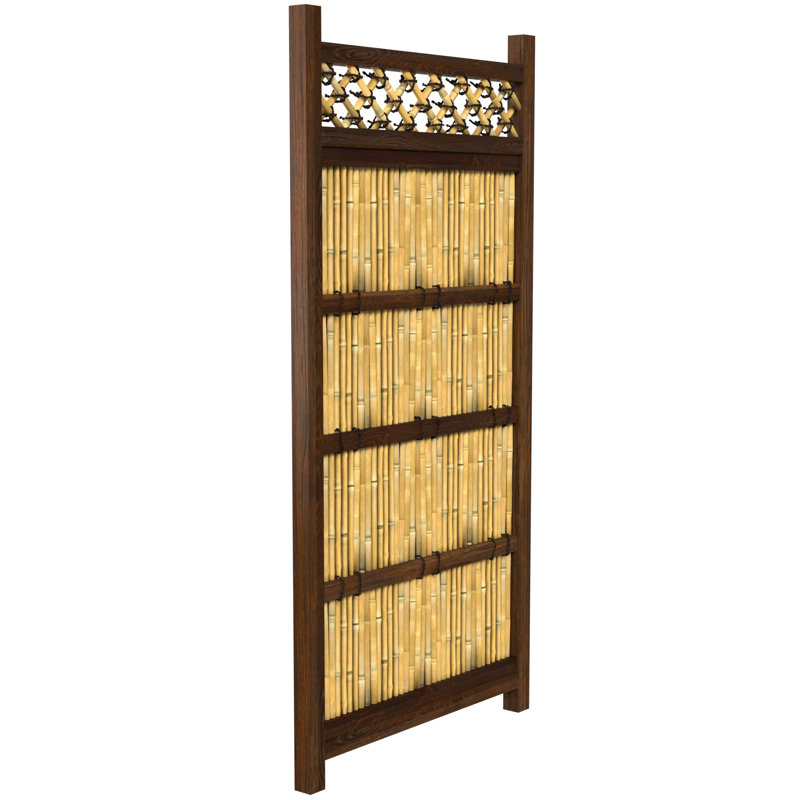 Japanese Zen Garden Fence Panel, 6' H x 3' W, Light Bamboo