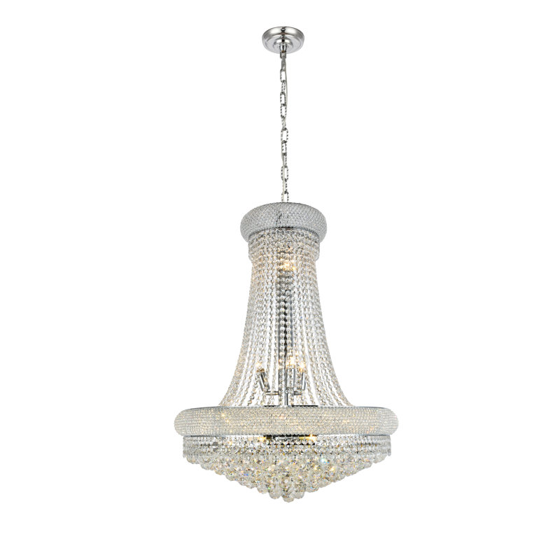 Meanna Dimmable Empire Chandelier, Chrome, 32" H x 24" W x 24" D