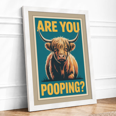 Highland Cattle Humour Retro - Framed Print