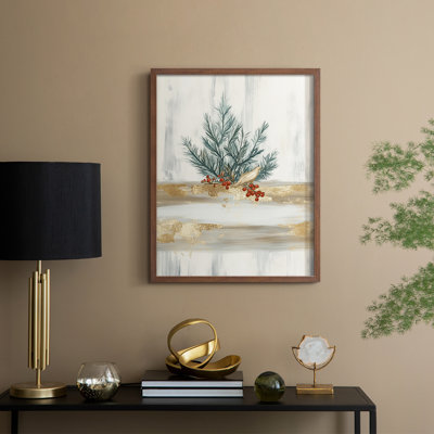 «Christmas Holiday Art CCXCV III», reproduction d'art encadrée - bois massif