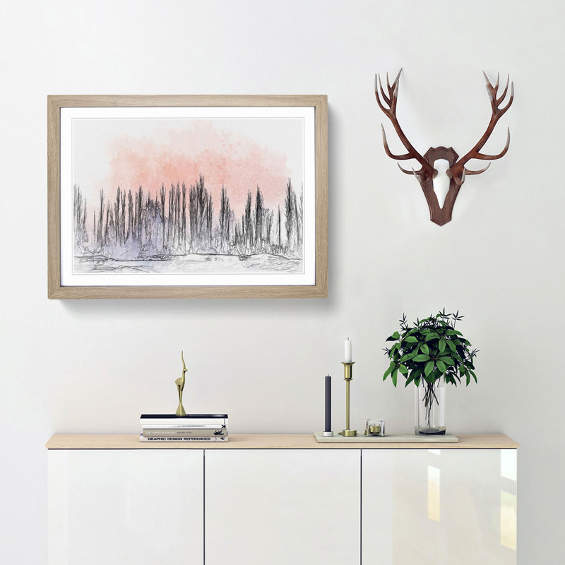 A Winter Forest in Abstract - Framed Print, 36cm H x 48cm W x 2cm D, Oak Framed