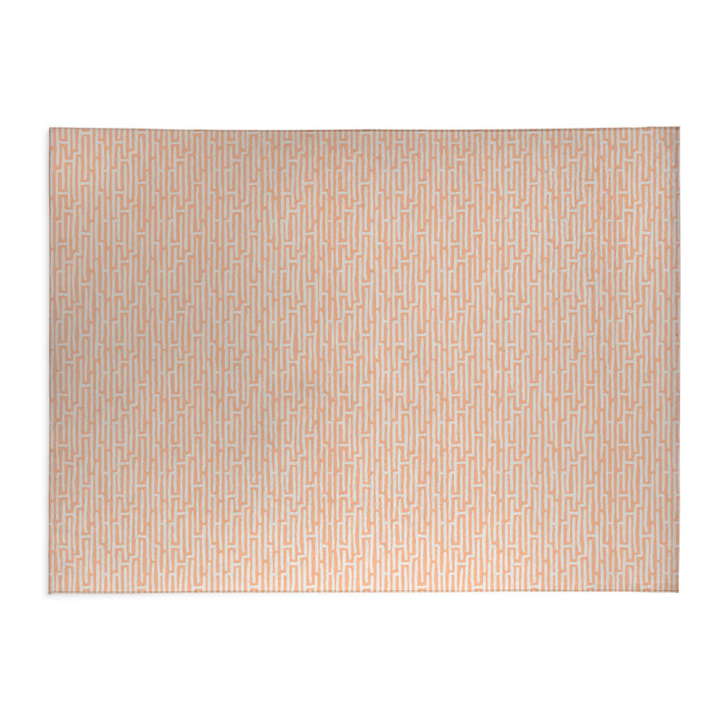 Twilight Labyrinth Lightweight Non-Slip Kitchen Mat, Rectangle 4' x 6', Peach Geometric
