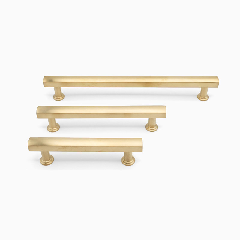 Mod Two Tone Bar / Handle Pull, Unlacquered Satin Brass, 5"
