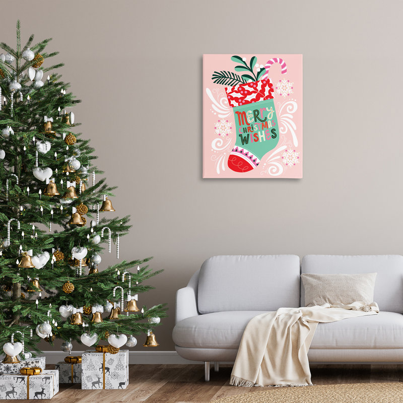 «Fun Whimsy Christmas Stocking», art mural par Muffin Grayson, H 40 po x l 30 po
