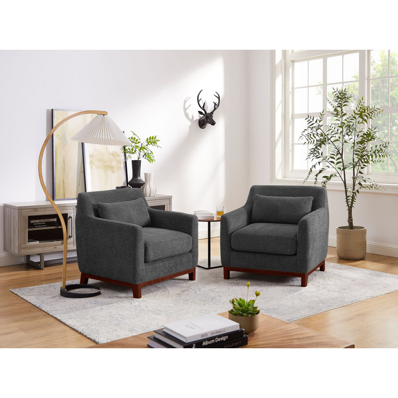 Aishah Upholstered Armchair, Dark Gray Boucle