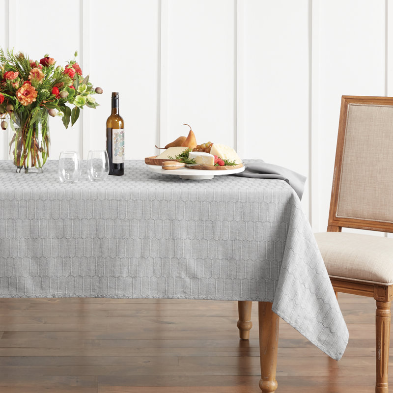 Martha Stewart Honeycomb Modern Farmhouse Tablecloth, Blue, 102" x 60"