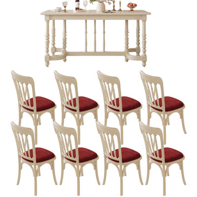 Ensemble de table de salle à manger classique en bois massif de style crémeux
