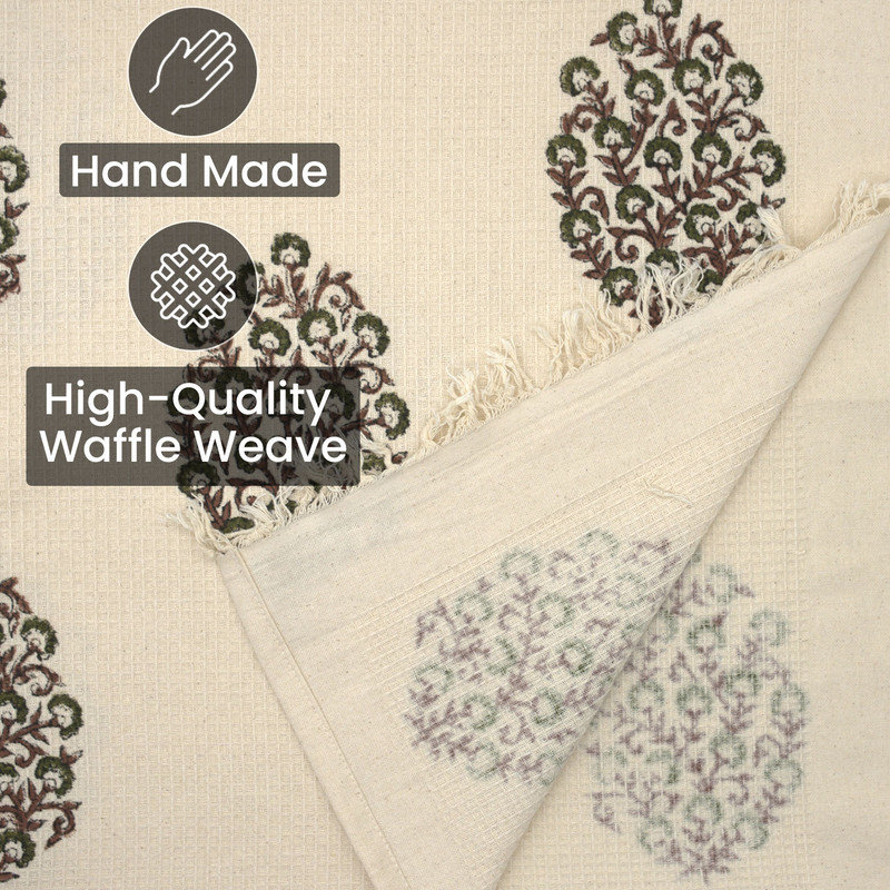 Lark Manor™ Absorbent, Soft Hand Waffle Towel 100% Cotton 17X32 Handmade Block Set of 6 Gudhal, Green