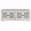 Banc de rangement pour chaussures, banc de rangement rustique, hall d'entrée multifonctionnel en bois avec coussin amovible, portes en rotin tissé et tablettes réglables-1349064146