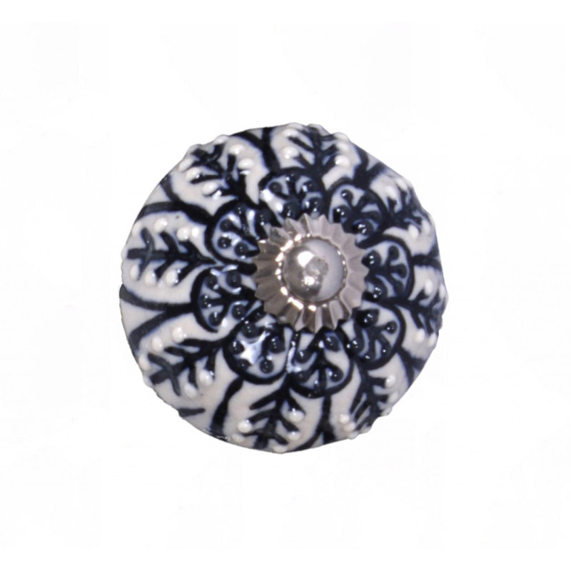 Kittle 12 Vintage Black And White Floral Ceramic Knobs