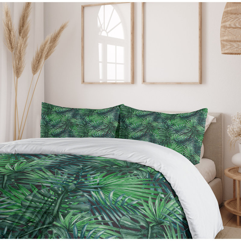 Coastal Polyester Floral Duvet Cover, Queen