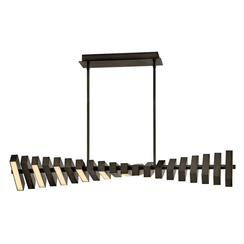 1 - Light Kitchen Island Rectangle Chandelier, Painted Black Oxide