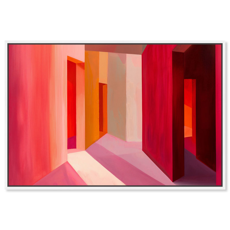 Art mural moderne géométrique à blocs de couleurs modernes par Art Remedy, Cadre blanc, H 11 po x l 16 po