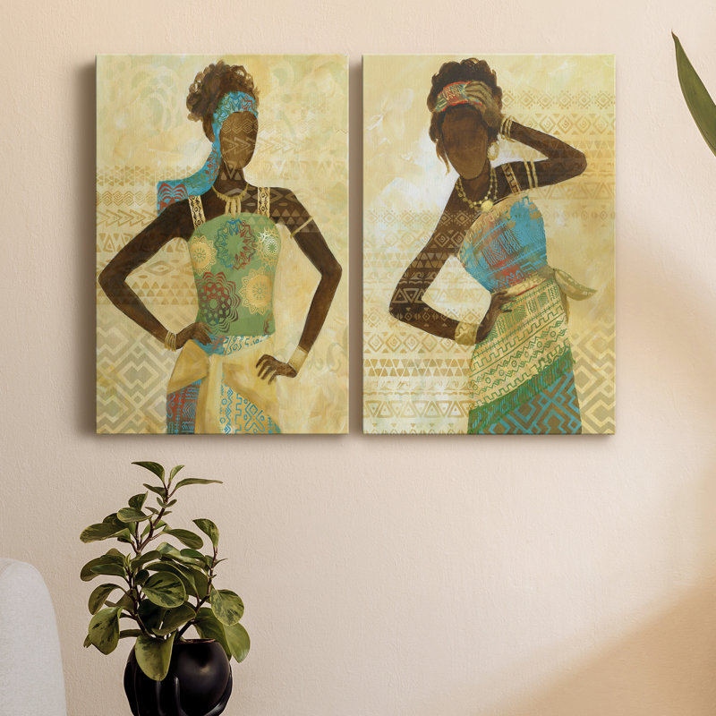 Tribal Vision I - ensemble de 2 peintures, H 60 po x l 80 po x P 2 po, Toile tendue