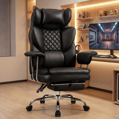 Aero Big and Tall Ergonomic Gaming & Office Chair with Footrest, Pocket Spring Cushion, Reclining, 400 lb Capacity, PU Leather