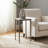 Aluminum Accent Table with Textured Frame & Stone-Inspired Top, 24" Silver & White
