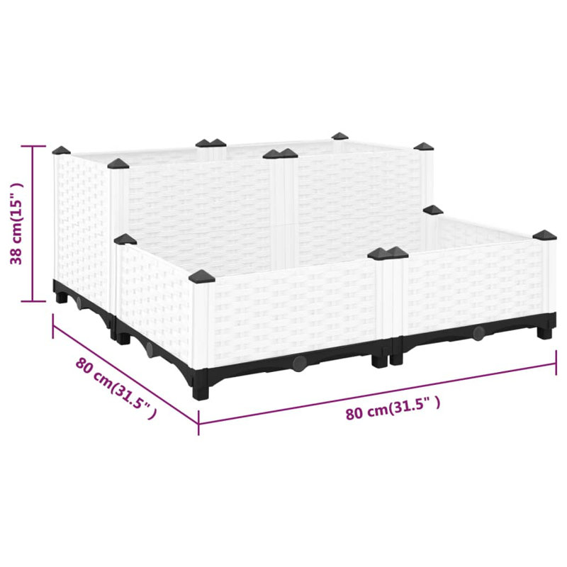 vidaXL Planter Raised Flower Bed with Rattan Look Plant Box Polypropylene
