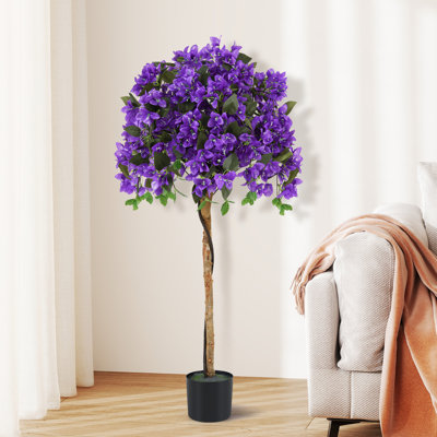  53'' Artificial Azalea Tree Floral Plant w/ Red Azalea Flowers Nursery Pot