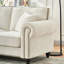 Chenille moderne de 63 pouces à 2 places avec accoudoirs roulés, pieds en bois et garniture cloutée en beige pour les espaces de vie principaux, mousse rembourrée à haute densité, matériau doux semblable au velours, structure solide, accoudoir incurvé-997329363-997329362
