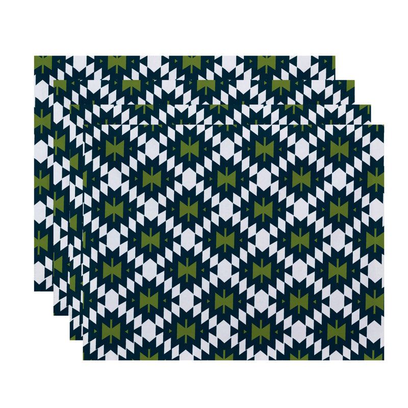 Royston Polyester Geometric Rectangle Placemat, Teal