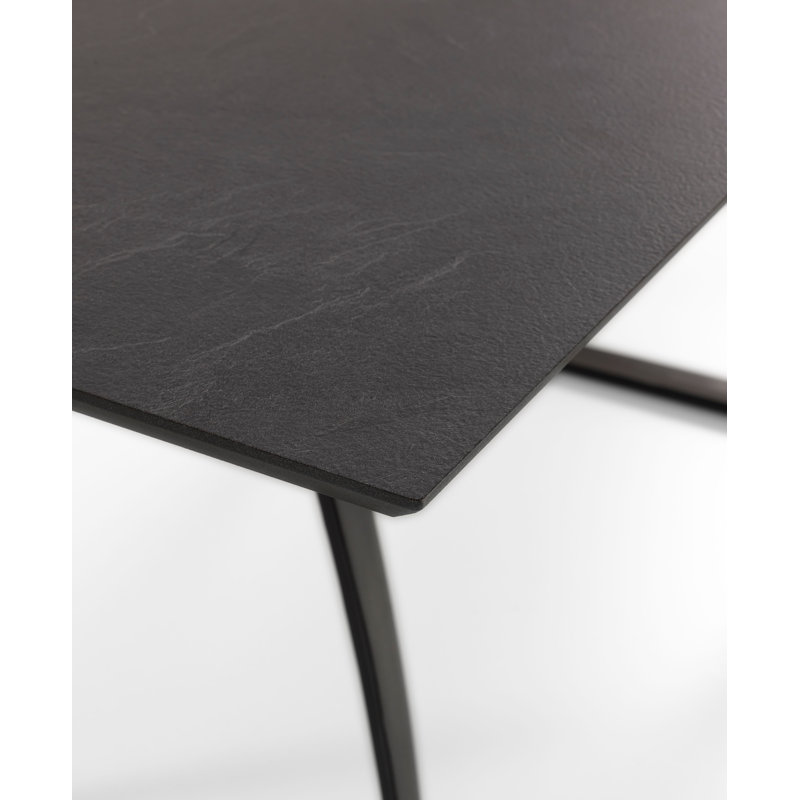 Vespi Extendable Metal Base Dining Table, Black