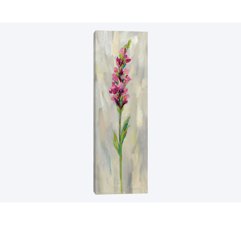« single tige fleur iv » par silvia vassileva,, reproduction d’impression sur toile tendue, H 48 po x l 16 po x P 1,5 po