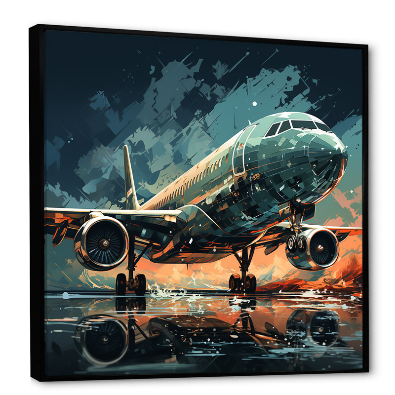 Reproduction sur toile d'aéronefs, Cadre flottant noir, H 24 po x l 24 po x P 1 po