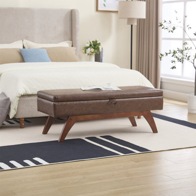 Banc rembourré en similicuir avec 4 pieds