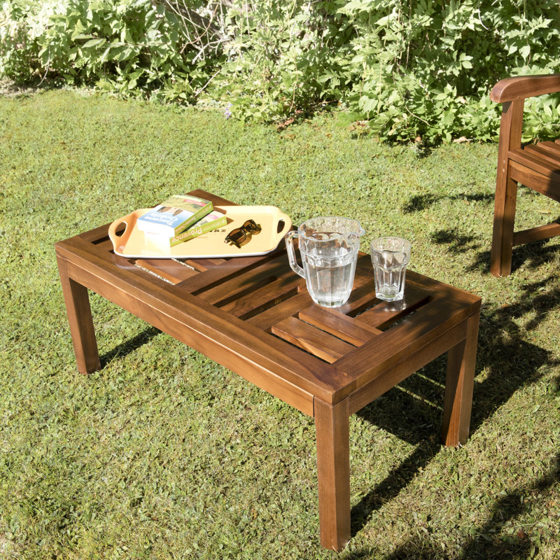 Chirokitia Rectangular Teak Solid Wood Outdoor Coffee Table - 100 cm W 50 cm D