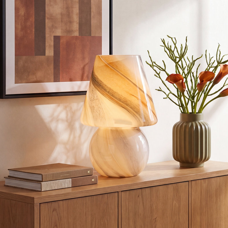 Norfolk Glass Table Lamp, Gray