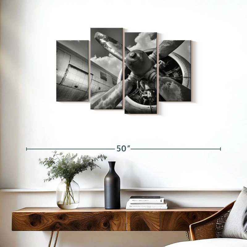 Mehar Monochrome Propeller Plane, 22" H x 36" W