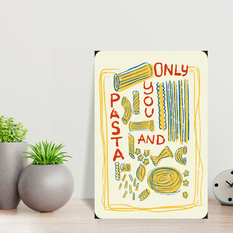 «Only You Pasta», art contemporain contemporain, paysage rustique abstrait, 18" H x 12" W