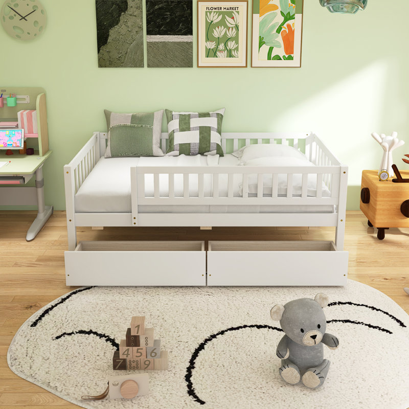 Daybed Wood Bed With Two Drawers, Twin, White