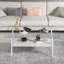 Ensemble de tables basses avec plateau en verre trempé, pieds blancs