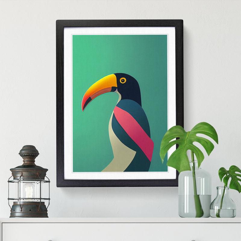 FRM-V0523-2530X Toucan Abstract Vol.8 - Single Picture Frame Print, Walnut, 64cm H x 46cm W x 2cm D
