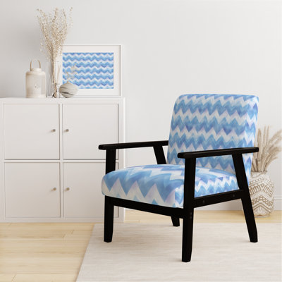 Chaise d'appoint Boho - Fauteuil bleu à chevrons bleu et blanc