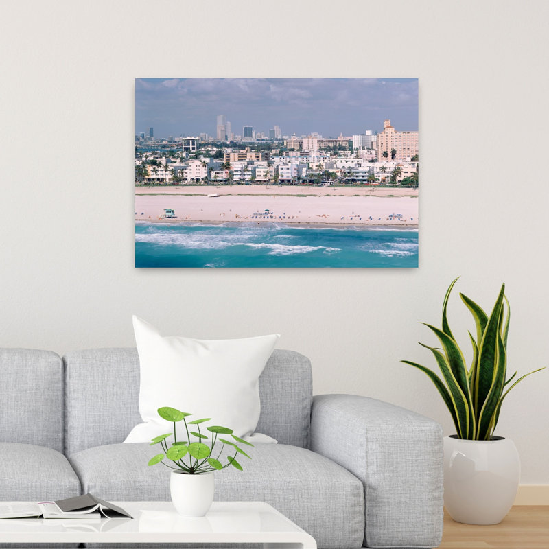 États-Unis, Floride, Miami, vue aérienne de Miami Beach, arbre abstrait, art mural, plage, H 36 po x l 24 po