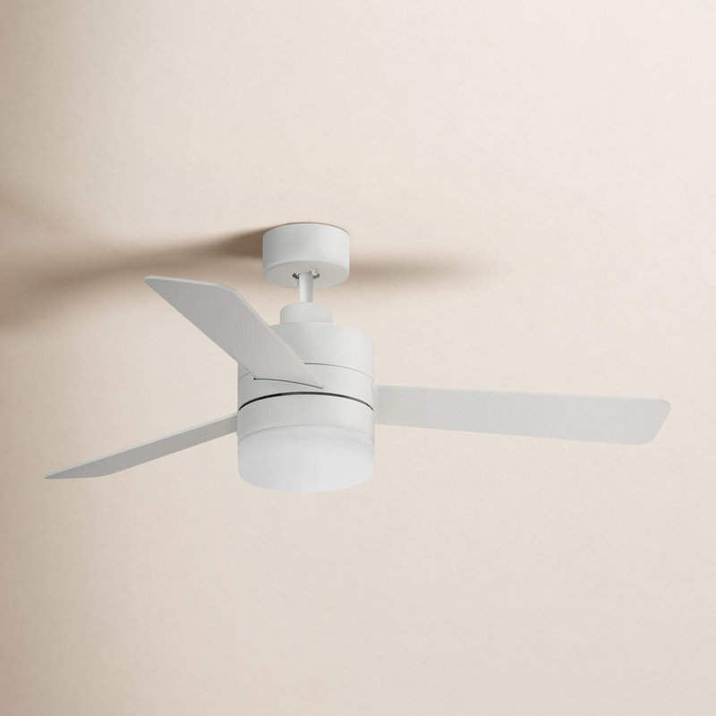 Adna 44'' Ceiling Fan with Light Kit, 44", Matte White, Matte White