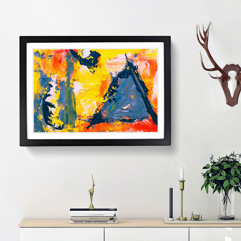 Abstract Art Painting Vol.257 by S.Johnson - Framed Print, 48cm H x 65cm W x 2cm D, Black Framed