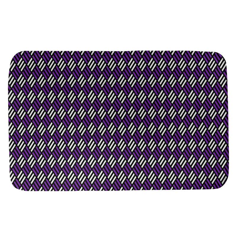 Tapis pour salle de bain diamants Kitterman, l 17 po x L 24 po, Noir / Mauve