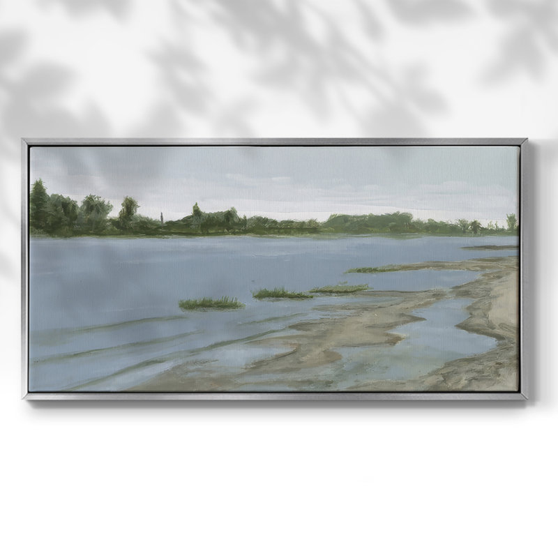 Tide Sands IV - Toile tendue avec châssis tendue, prête à être accrochée, H 17 po x l 33 po, Argent argent