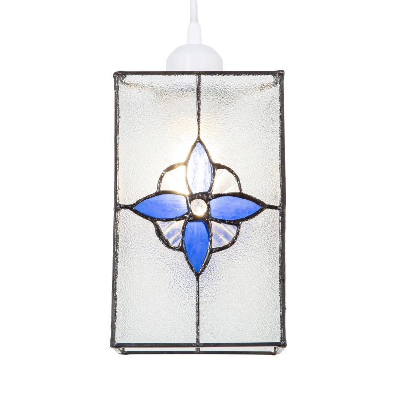 14cm Glass Rectangular Pendant Shade, Blue